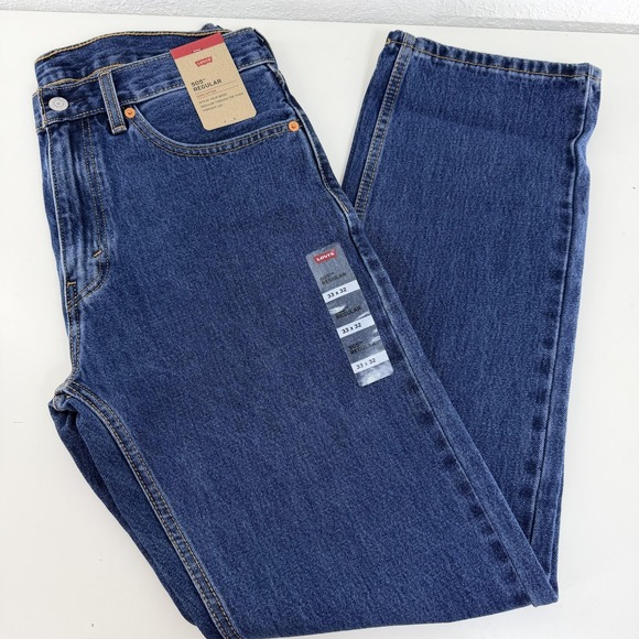 Levi's 505 Regular Jeans Mens 33x32 Blue Denim Straight Leg Medium Wash - Picture 2 of 13